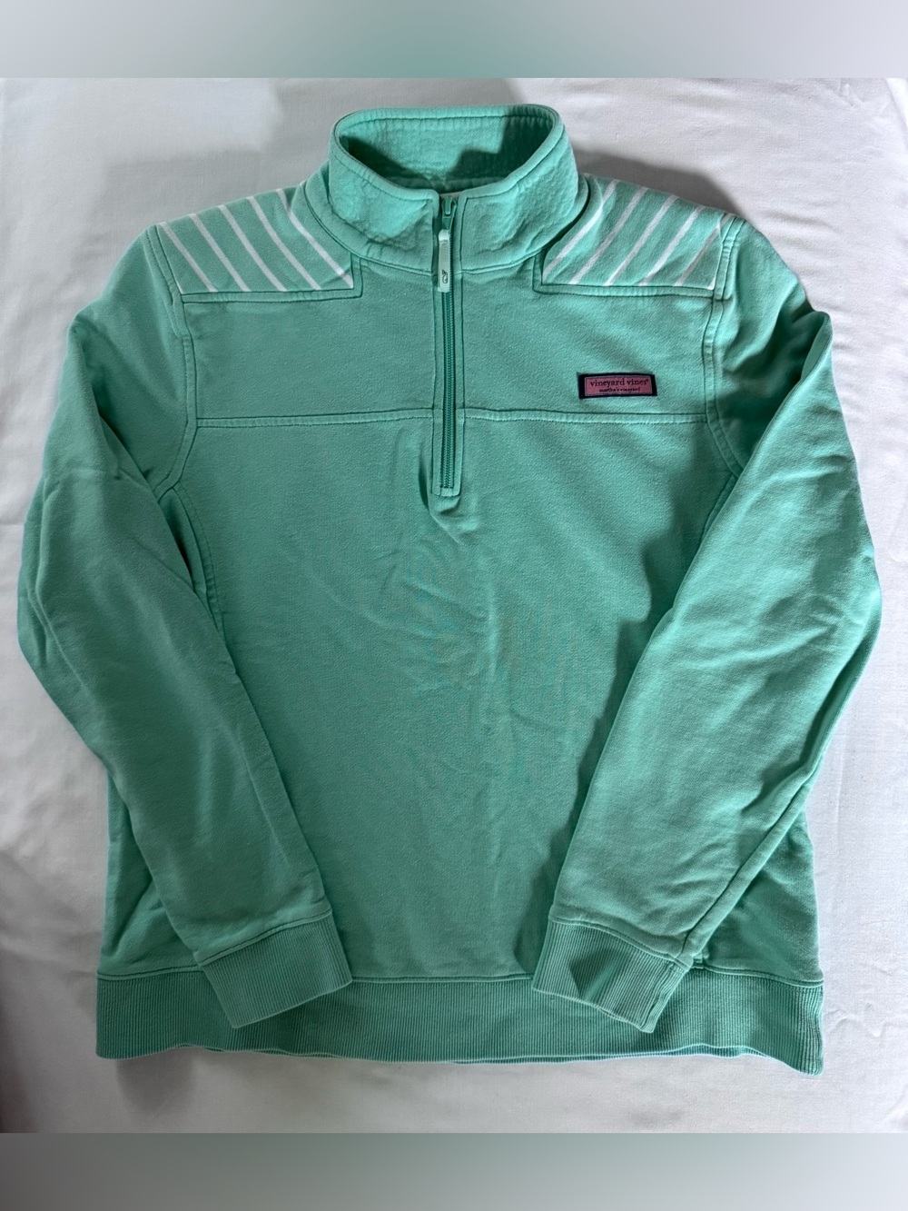 Vineyard Vines Seafoam Green Half-Zip Pullover, Size Medium